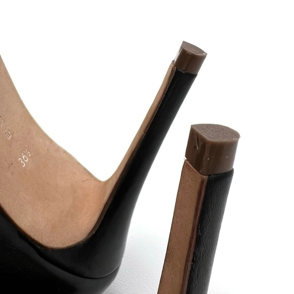 Elie Tahari Orin Heeled Booties Size 6.5 Black Leather Peep Toe Laced EUC - Picture 10 of 13